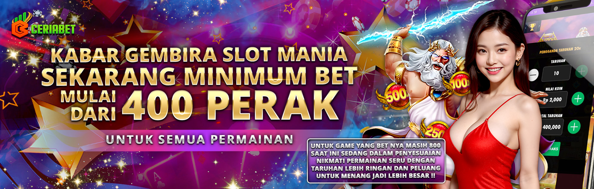 BET 400 PERAK UNTUK SEMUA PERMAINAN